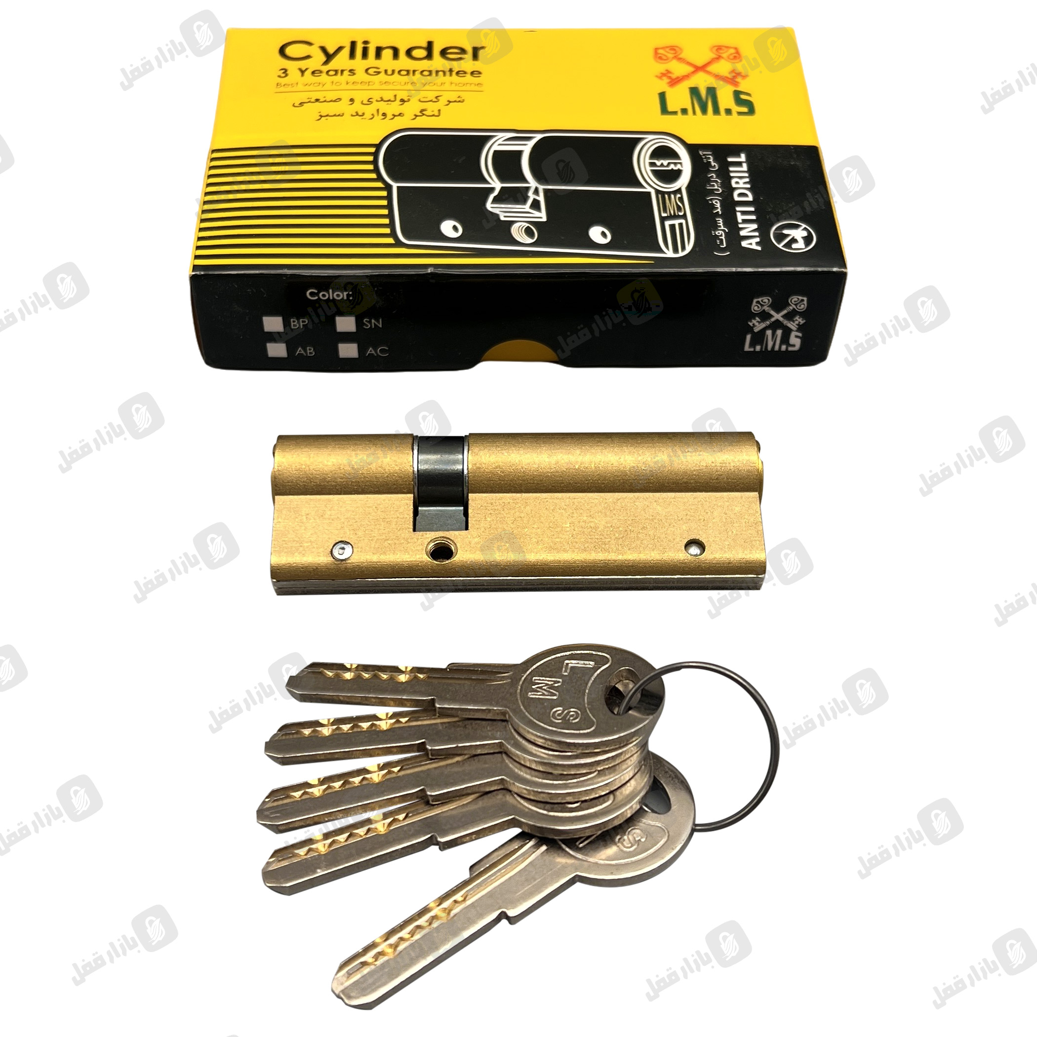 سیلندر-ال-ام-اس-3060-طلایی.jpg سیلندر و مغزی قفل ال ام اس 30+60 طلایی - تصویر 1